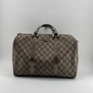 Gucci Monogram Canvas Boston Bag with Leather Trim